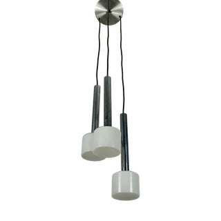 Chrome and Opal Glass Cascade Pendant Lamp, Germany, 1970s For Sale