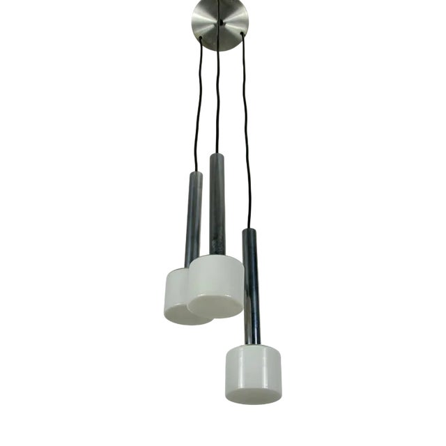 Chrome and Opal Glass Cascade Pendant Lamp, Germany, 1970s For Sale