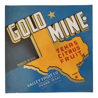 1930s Gold Mine Texas Citrus Fruit Crate Label For Sale