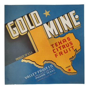 1930s Gold Mine Texas Citrus Fruit Crate Label