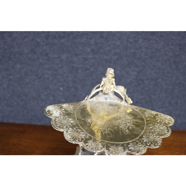 Victorian Figural Silver-Plate Tazza With Engraved Floral Tray For Sale - Image 4 of 18