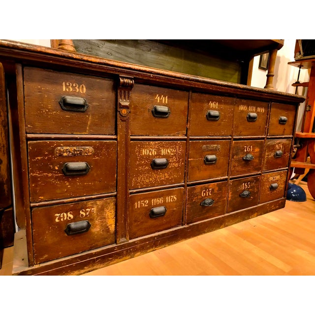Shop or Pharmacy Furniture in Wood with Drawers, 19th Century, Set of 2 For Sale - Image 4 of 18