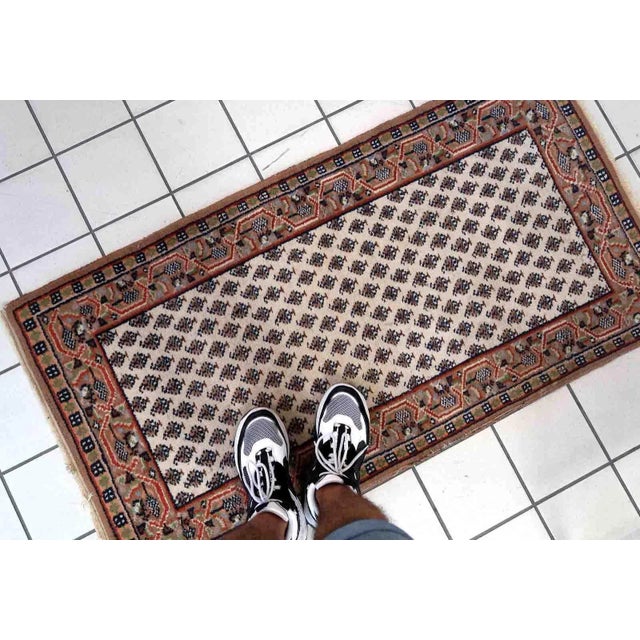 1970s Handmade Vintage Indian Seraband Rug 2.3' X 4.5' For Sale - Image 9 of 11