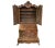 Richly carved drop-front secretary desk with interior storage Book matched wood doors Inlaid detailing Four lower draws...