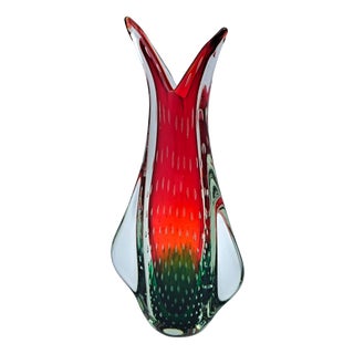 Murano Glass Vase in Sommerso and Bullicante Glass from Manifattura Di Murano, 1980s For Sale