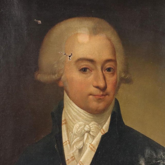 Male Portrait, 1700s-1800s, Oil on Canvas For Sale - Image 3 of 11