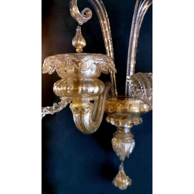 Art Nouveau Italian Murano Glass Wall Sconce in Blown Glass and Gold, 1950s For Sale - Image 12 of 13
