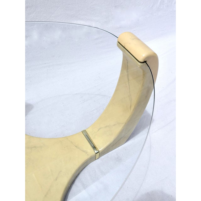 Postmodern End Tables After Karl Springer With Faux Goatskin Finish, Glass Tops For Sale - Image 12 of 13