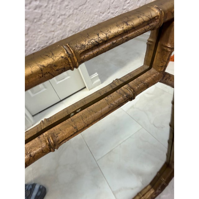 Chinoiserie Faux Bamboo Gold Giltwood Hexagonal Mirror For Sale In Naples, FL - Image 6 of 7