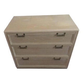 Pair of 1970s Drexel Cerused Oak Nightstands / Dressers With Brass Hardware For Sale