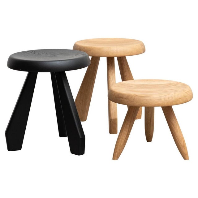 Wood Meribel Stools by Charlotte Perriand for Cassina, Set of 3 For Sale - Image 11 of 11
