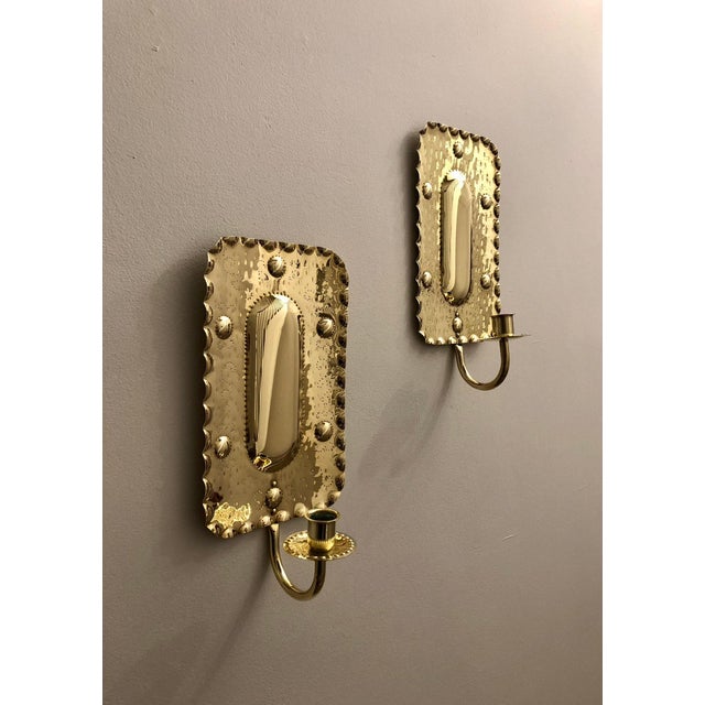 Metal Mid-Century Swedish Brass Sconces by A. Eriksson Linberg, Set of 2 For Sale - Image 7 of 11