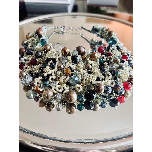 1990s Y2k Maximalist Beaded Cluster Bib Necklace For Sale - Image 9 of 15