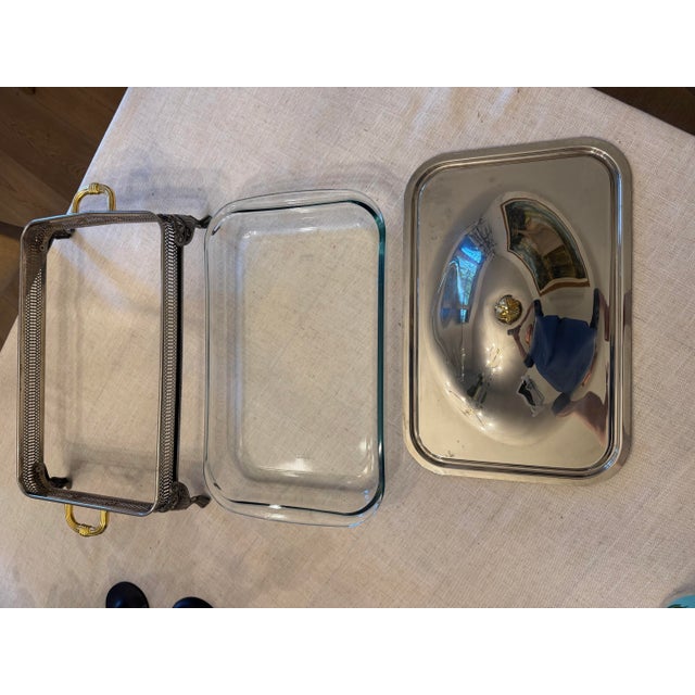 Vintage Silverplate Footed Covered Casserole Server With Glass Insert For Sale - Image 4 of 11