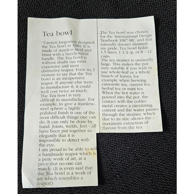 Silver 1980s Carsten Jorgensen for Bodum "The Tea Bowl" Stainless Steel Tea Pot For Sale - Image 8 of 8