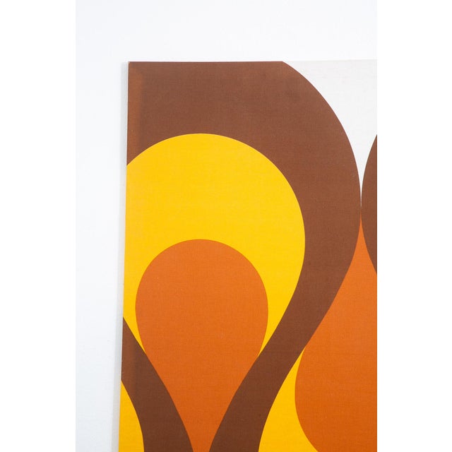 Textile Mid Century Modern Tapestry Wall Art Orange 1970s Yellow Brown 34x54 Vintage MCM For Sale - Image 7 of 12