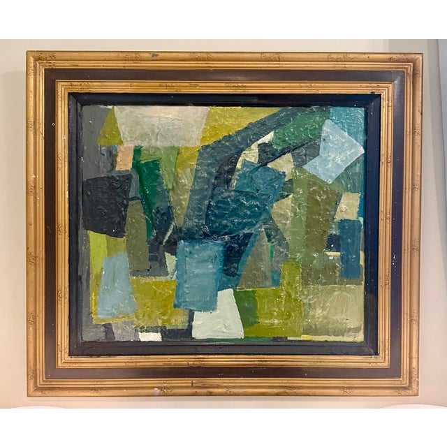 This striking original mid-century abstract composition in the manner of artist, Jean Deyrolle, draws the viewer into a...