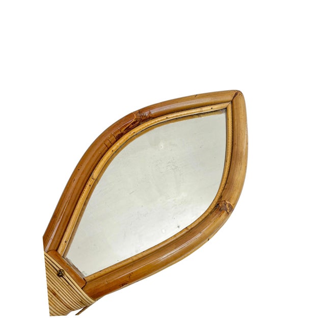 Mid-Century Modern Mid-Century Organic Bamboo and Rattan Fish-Shaped Mirror, France, 1950s For Sale - Image 3 of 11
