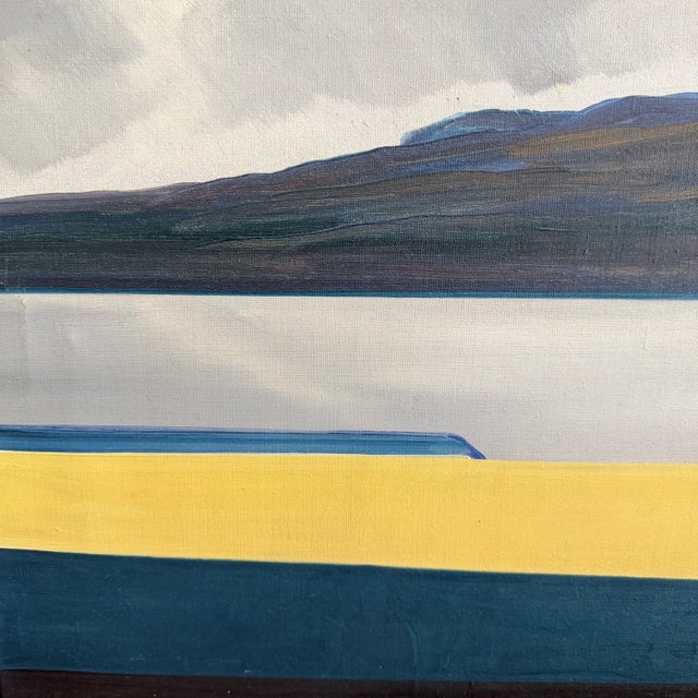 Textile Danish Mid Century Abstract Coastal Landscape Oil Painting by Knud Horup, Circa 1950s For Sale - Image 7 of 11