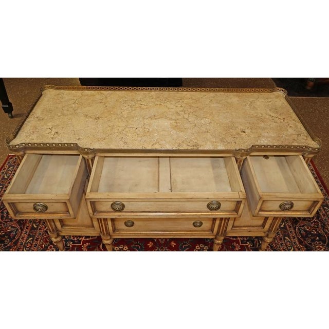 2000 - 2009 Cream Gustavian Style Marble Top Dresser Commode Chest Attributed to John Richard For Sale - Image 5 of 14