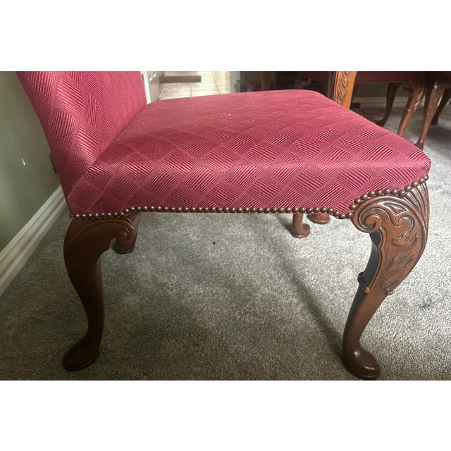 Chestnut 1990s Baker Furniture Rare Queen Anne Walnut Dining Set For Sale - Image 8 of 9