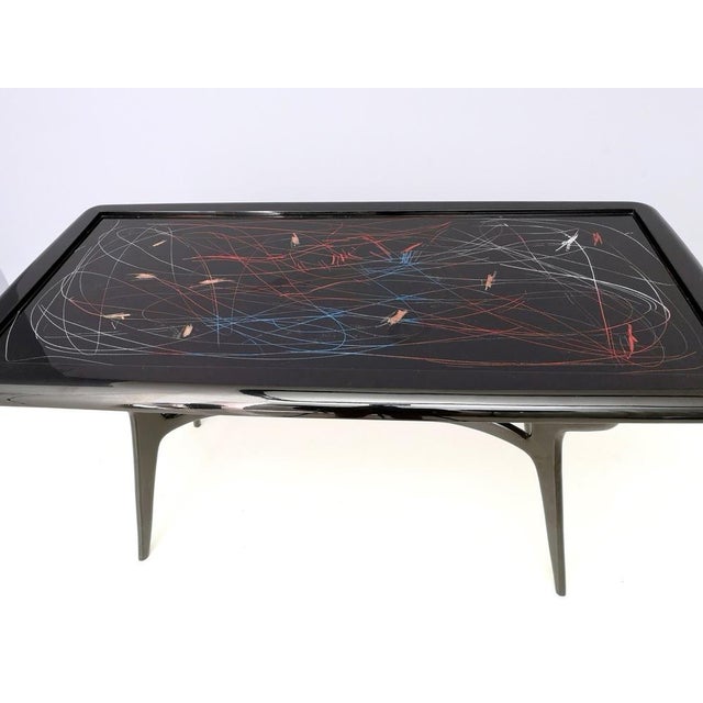 Dining Table with Lacquered Glass Top by Enzio Wenk, Italy, 1950s For Sale - Image 11 of 18
