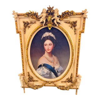 Vintage Grand French Rococo Portrait Wall Art 47 Tall For Sale