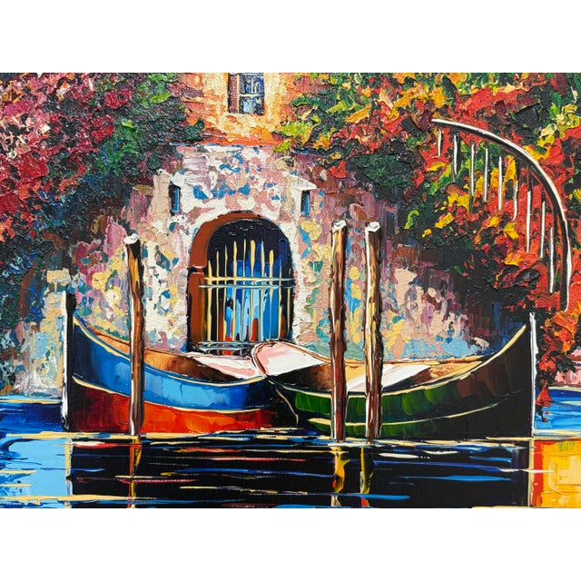 Textile Circa 2007 Michel Degav Oil on Canvas Painting For Sale - Image 7 of 12