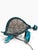 A wonderfully whimsical vintage sculptural turtle lamp with a striking turquoise painted-metal finish and intricate wire-...