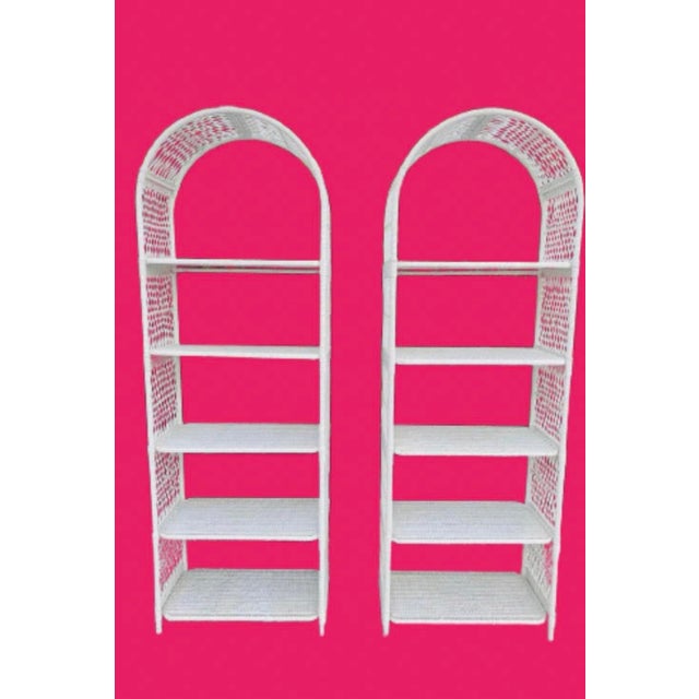 A great looking set of Étagère/ bookcases white finish. Hard to believe it’s Circa 1970s In fabulous vintage condition....