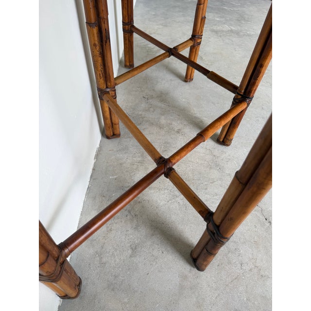 Vintage Milling Road for Baker Bamboo & Rattan Demi-Lune Console Table For Sale - Image 4 of 12