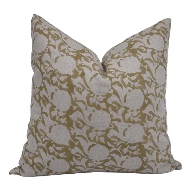 Fabdivine Handcrafted Block Print Cushion Cover 14x14 Inch Pure Linen-Zicron For Sale