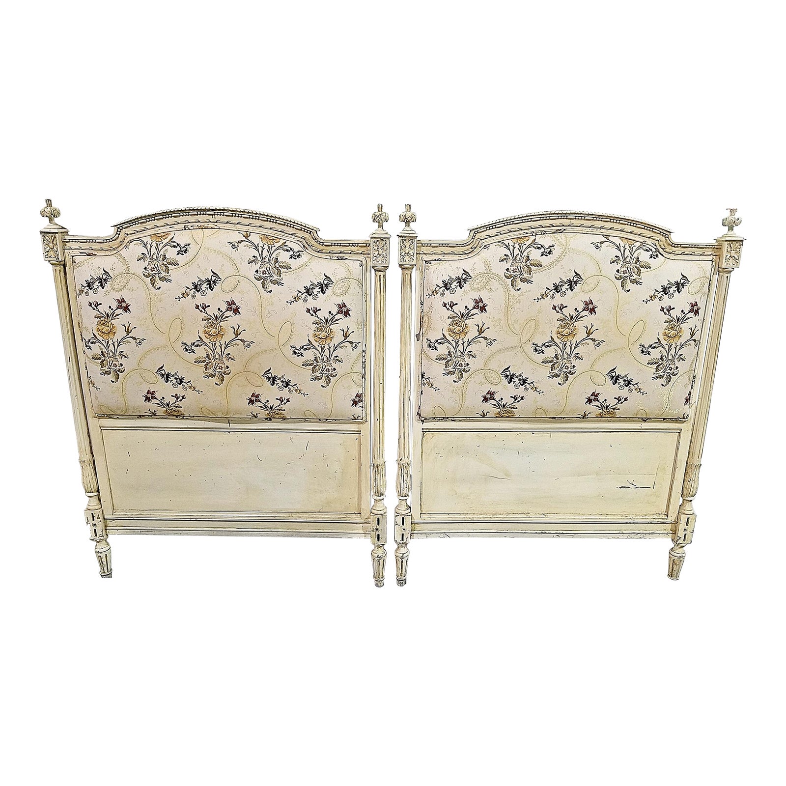 19th Century French Louis XVI Style Painted Twin Headboards a Pair