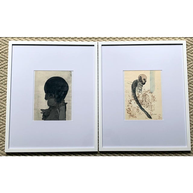 Mexican Pair of Framed Work on Paper by Jose Luis Cuevas For Sale - Image 3 of 12