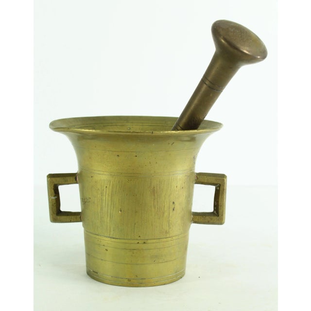 19th Century Apothecary Mortar and Pestle Set, Heavy Solid Bronze/Brass For Sale - Image 12 of 12