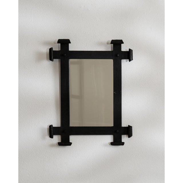 Mid 20th Century France Black Iron Mirror For Sale - Image 4 of 7