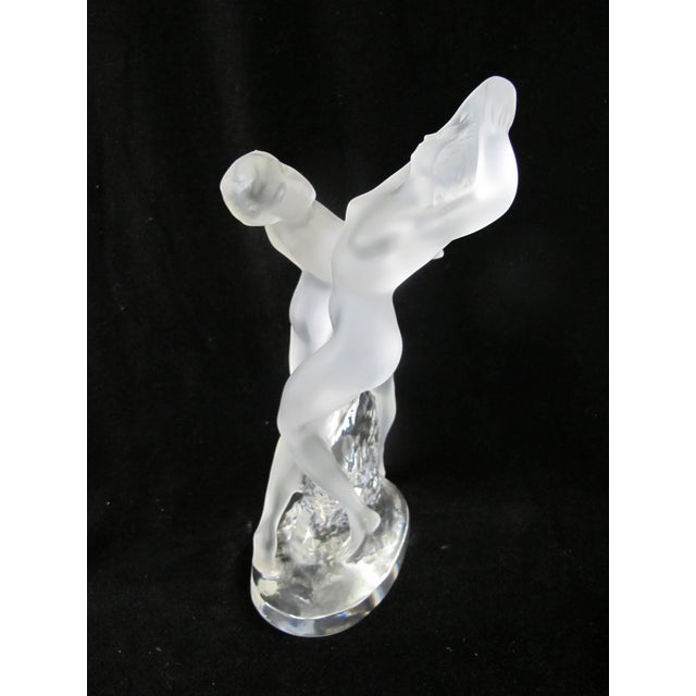 Art Deco Lalique Crystal Deux Danseuses Two Nude Female Dancers 10" Art Deco Sculpture For Sale - Image 3 of 17