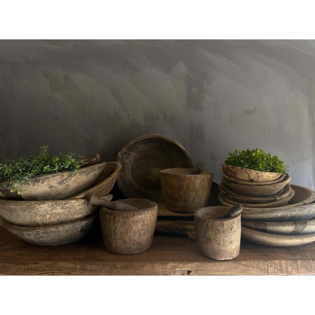 Rustic European Large Vintage Decorative Wood Bowl For Sale - Image 3 of 6