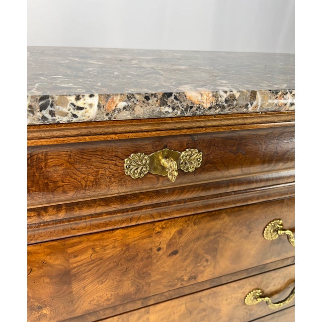 Late 20th Century Henredon "Charles X" French Neoclassical Burl & Marble Top Commode Chest For Sale - Image 10 of 13