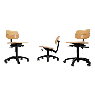 Vintage Bauhaus Swivel Office Cair in Wood by Stollgiroflex, 1990s For Sale