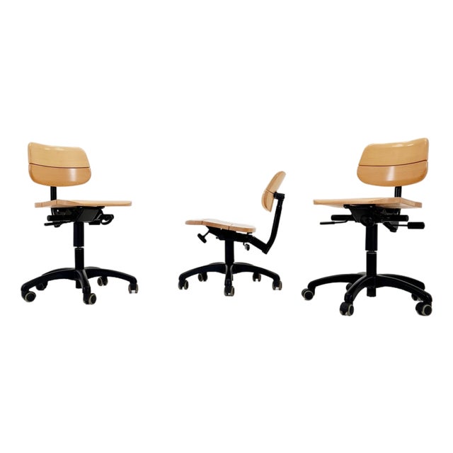 Vintage Bauhaus Swivel Office Cair in Wood by Stollgiroflex, 1990s For Sale