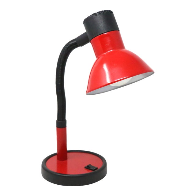 1980's Red Gooseneck Desk Lamp by Vrieland Design For Sale
