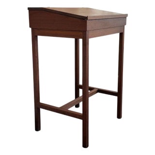 Late 20th Century Mid-Century Modern Custom-Made Walnut Standing Flip Top Desk For Sale