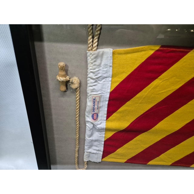Early 20th Century Nautical Signal Flag of Letter "Y" in Shadowbox Frame For Sale - Image 5 of 7