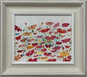 Colourful Abstract Flowers on White Background by Contemporary British Artist 2021