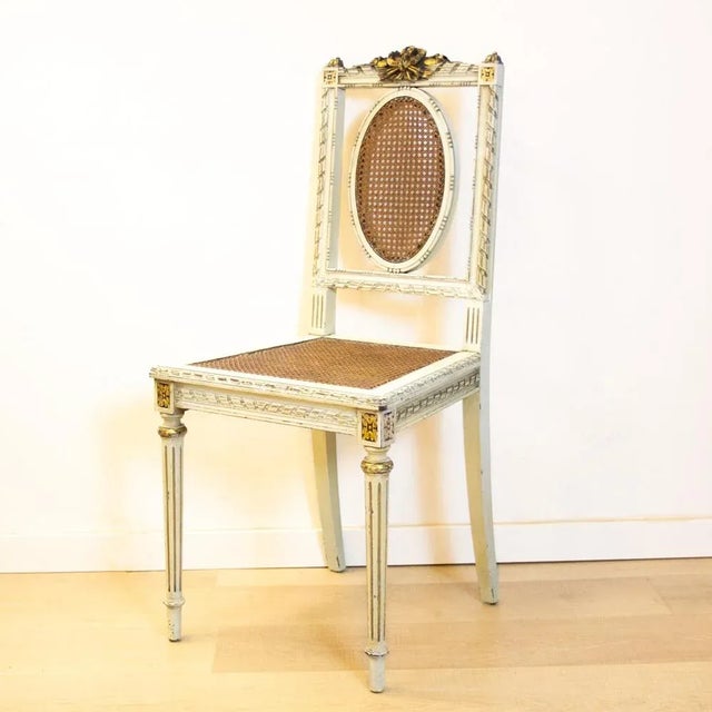 Louis XV Style Off White and Gold Detailed Chair, 1930s For Sale - Image 11 of 11