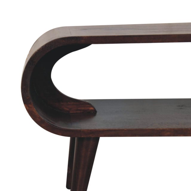 Walnut-Finish Mango Wood Scandinavian Coffee Table For Sale - Image 4 of 8
