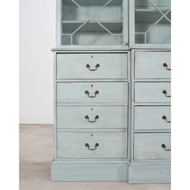 19th Century Georgian Astral Glazed Painted Bookcase With Secretary For Sale - Image 16 of 18
