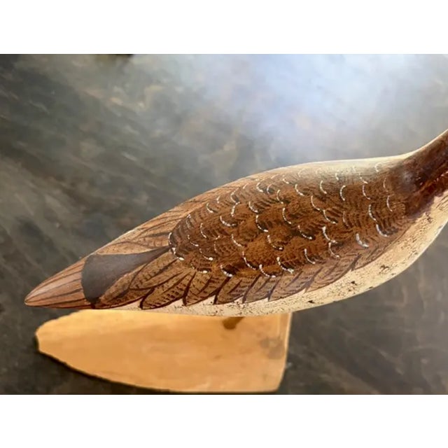 Mid 20th Century Vintage Hand Carved and Painted Wooden Shorebird, Folk Art For Sale - Image 5 of 7