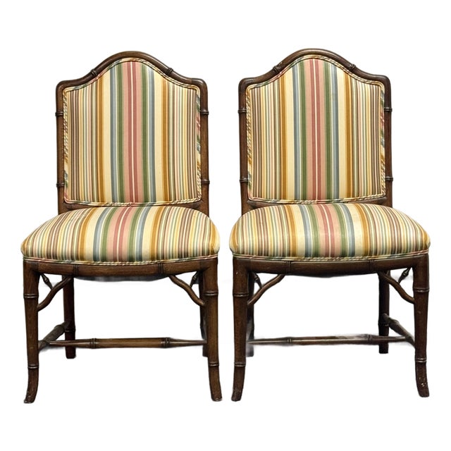 Vintage Hollywood Regency Faux Bamboo Chairs - A Pair For Sale